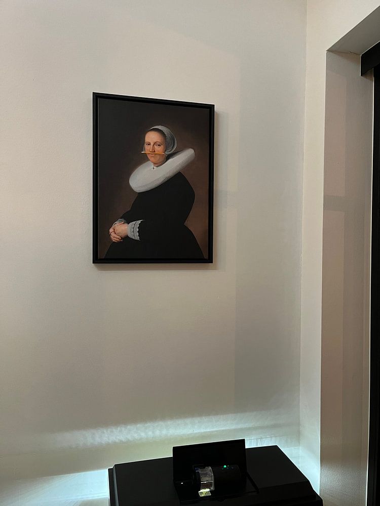 Portrait of Adriana Croes, Johannes Cornelisz. Painted by Verspronck in pencil  by Maarten Knops 