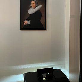 Kundenfoto: Porträt von Adriana Croes, Johannes Cornelisz. Gemalt von Verspronck in Bleistift von Maarten Knops, auf leinwand