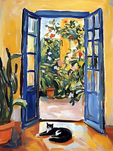Open Door, Black Cat, Matisse inspired