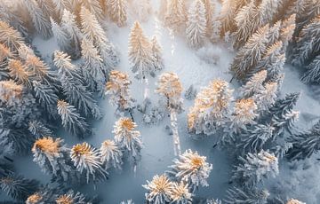 Betoverend sneeuwlandschap van bovenaf van fernlichtsicht