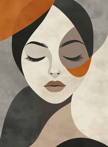 Portrait de femme minimaliste dans des tons et des formes terreux