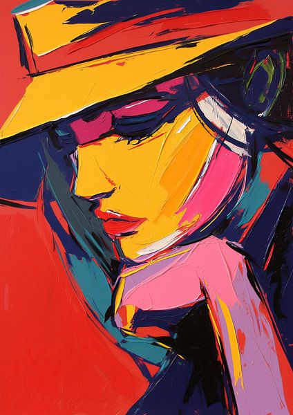 Femme colorée avec chapeau par La collection ARTEO