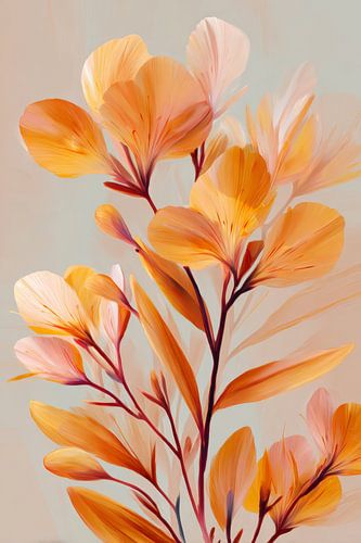 Bloemen in Penseelstreek Zacht Abstract Botanisch Beeld van Eva Lee