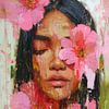 Expressief portret met roze bloemen van But First Framing