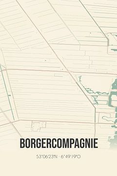 Vintage landkaart van Borgercompagnie (Groningen) van Rezona