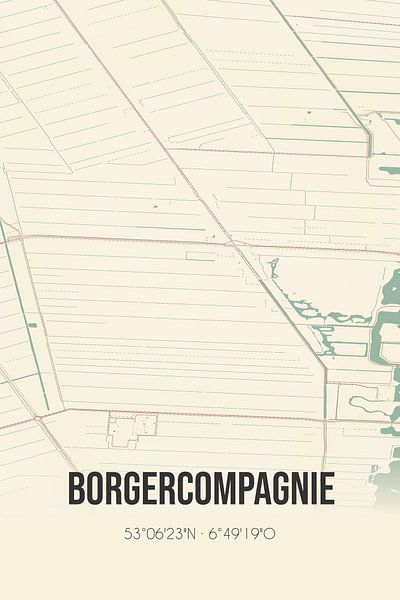 Carte ancienne de Borgercompagnie (Groningen) par Affiches de lieux