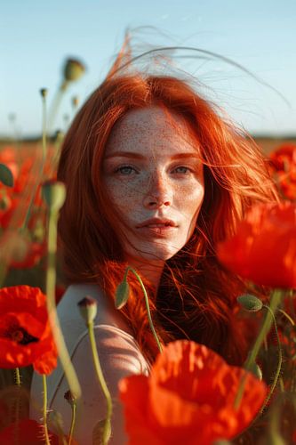 Rode bloemen en stralende schoonheid