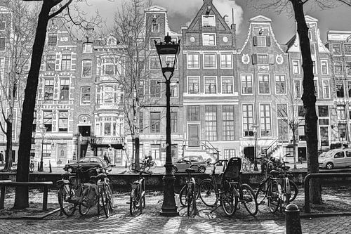 Centre-ville d'Amsterdam Pays-Bas Noir et blanc