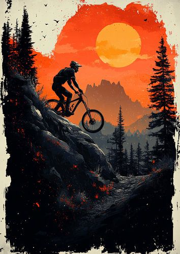 De zwaartekracht trotseren: Moedige sprong van een mountainbiker