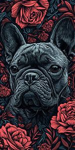 Bulldog avec des roses sur De Mooiste Kunst