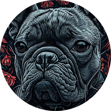 Bulldog met Rozen van De Mooiste Kunst