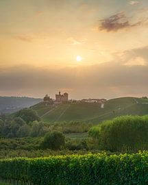 Grinzane Cavour Castle and Vineyards at Sunset, Langhe by Stefano Orazzini