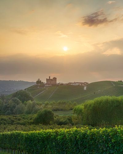 Grinzane Cavour Castle and Vineyards at Sunset, Langhe by Stefano Orazzini