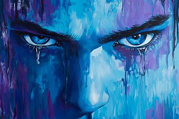 Intense eyes in blue melancholy by Poster Art Shop