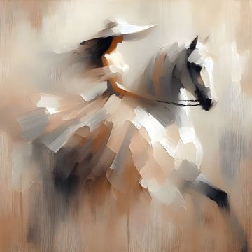 Romantisch, dame op paard van FoXo Art