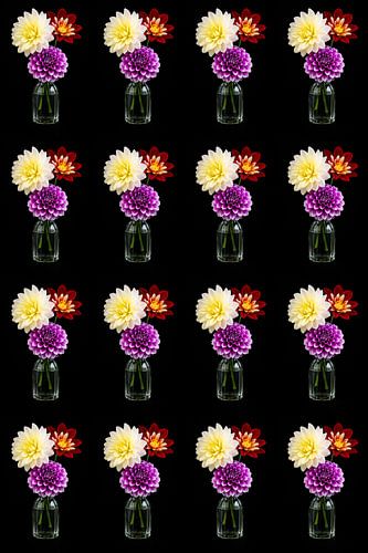 Dahlia's gekleurd gedupliceerd 4x4