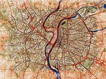 Kaart van Lyon centrum in de stijl 'Serene Summer' van Maporia