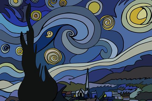 Sterrennacht moderne impressie