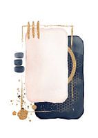 Abstract Watercolor Shapes In Navy Pink And Gold