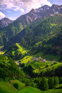 Südtiroler Alpen Passeiertal idyllischer Landschaftsblick
