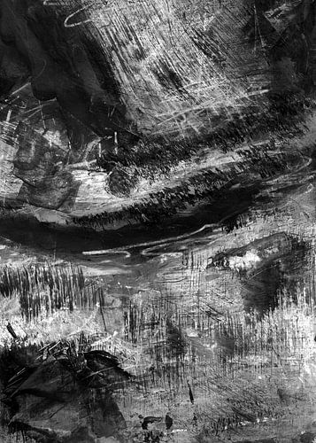 Zachte vergetelheid. Zwart-wit abstract schilderij. Deel 1