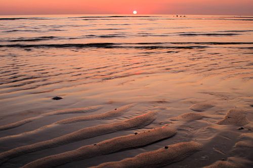 La plage de Maasvlakte au coucher du soleil