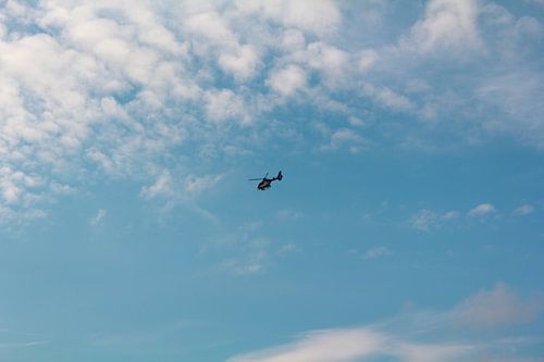 'Helicopter in the air.'