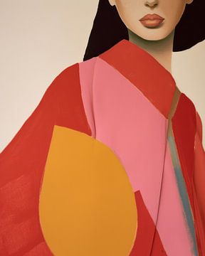 Kleurrijk portret, illustratie in knalkleuren van Carla Van Iersel