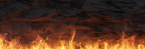 Rots verlicht door horizontaal vuur