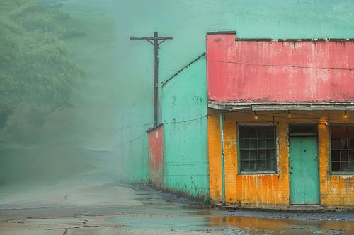 Paysage urbain abandonné et coloré