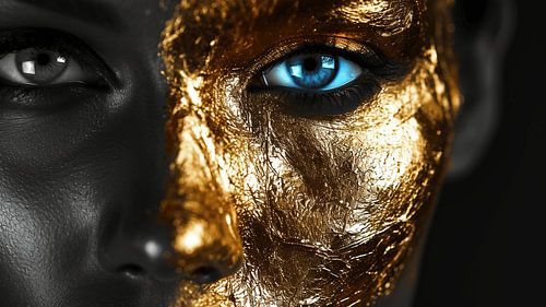 Gouden Reflecties: Een Monochroom Portret van Schitterende Zielen