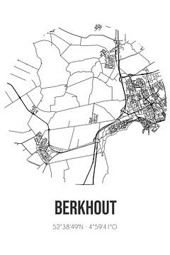 Berkhout (Noord-Holland) | Landkaart | Zwart-wit van MijnStadsPoster