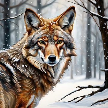 Wilde dieren - Portret van een coyote (1) van Johanna's Art