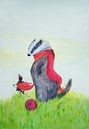 Children's painting Dashed Badger by Anne-Marie Somers thumbnail