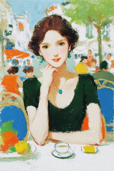 Scène de dîner élégant au soleil par OMG Art