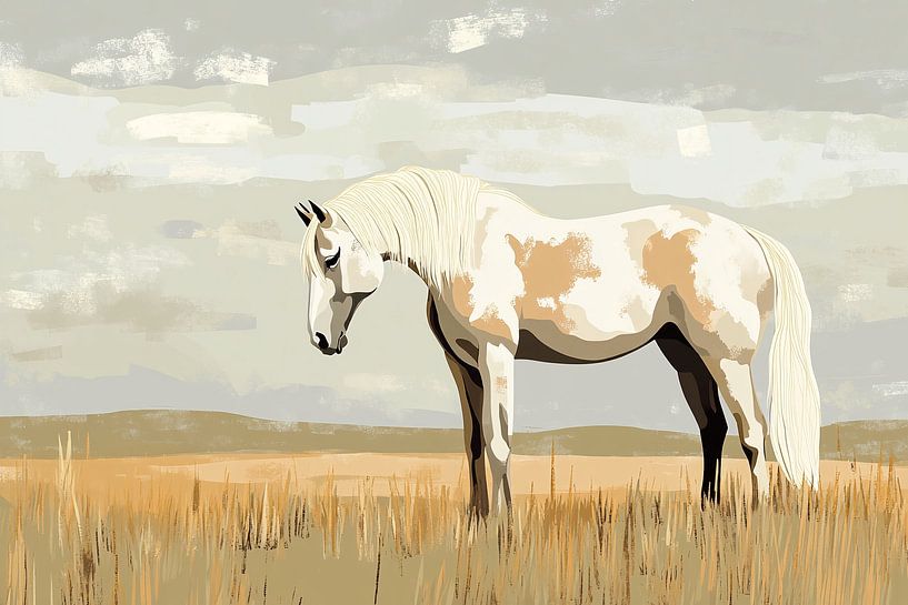 Cheval dans un paysage minimaliste par Imperial Art House