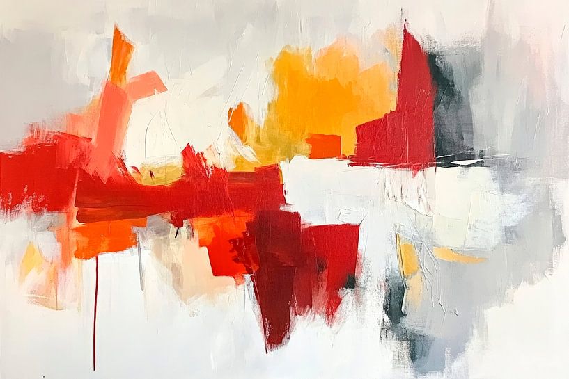 Explosion de couleurs abstraites en rouge et jaune par Poster Art Shop