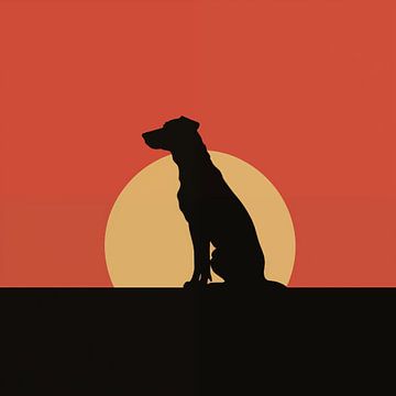 Hond Silhouette Minimalisme van TheXclusive Art
