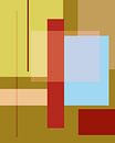 Geometrische retro kleurenblokken in pastelblauw, warm rood, olijfgroen, geel van Dina Dankers thumbnail
