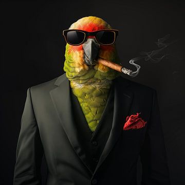 Papegaai met sigaar en zonnebril van TheXclusive Art