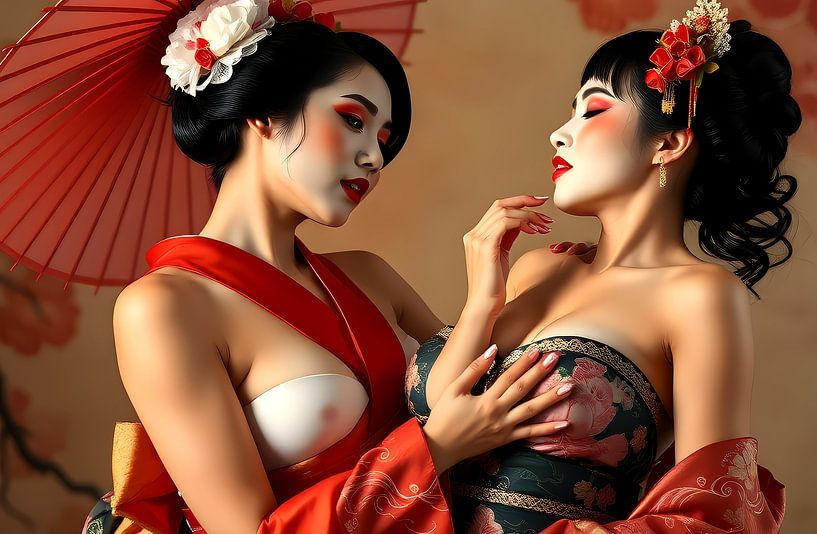Japanese art Geisha love by Egon Zitter