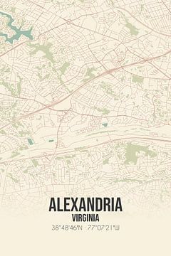 Carte d'époque d'Alexandria (Virginie), USA. sur Rezona