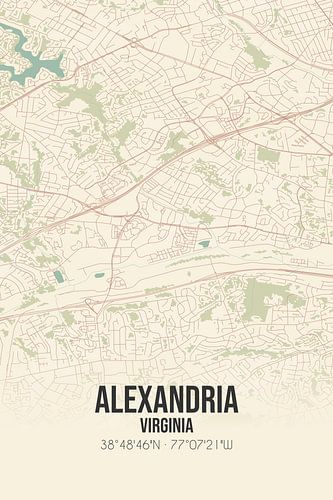 Alte Karte von Alexandria (Virginia), USA.