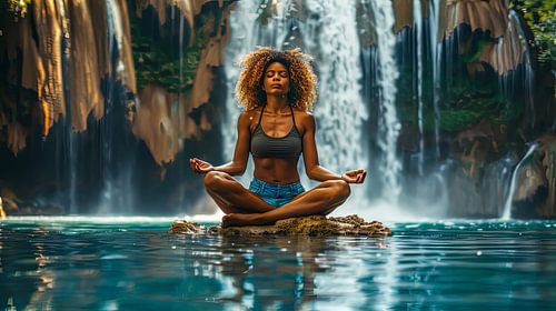 vrouw met lotusbloem