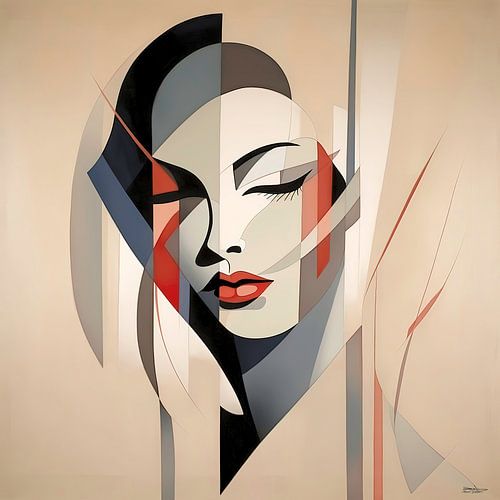 minimalist painting of a woman