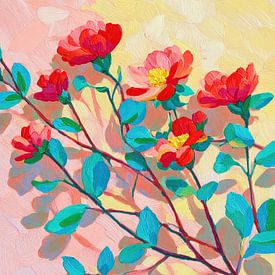 Rote Blumen | Lebendiger Blumentraum von Wunderbare Kunst