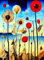 Mediterrane bloemen tussen de rotsen