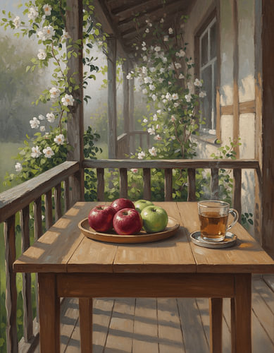 Morning Apples on the Quiet Veranda