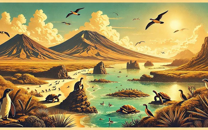 Vintage Galápagos Inseln Poster, Ecuador von Chromatic Fusion Studio