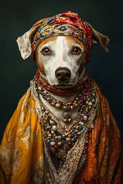 Hond met sjaal en sieraden van Imperial Art House